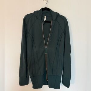 Women’s Long define jacket - Green Zip-Up